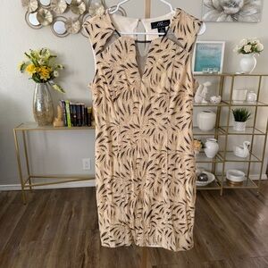 Midnight Velvet Beige and Black Patterned Mini Dress